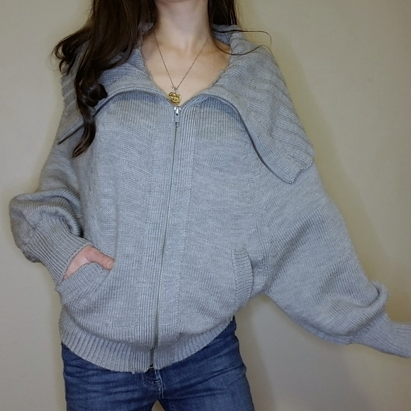 Barneys New York CO-OP Sweaters - Co Op Barney's New York Batwing Zip Up Sweater